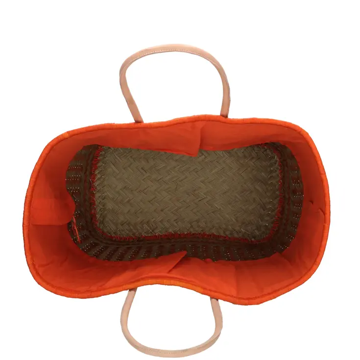 Bozaka- Rieten Mand - Strandtas - aansnoerkoord