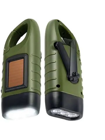 Zaklamp- Solar & Hand Crank - 3 LED