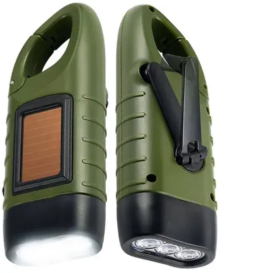 Zaklamp- Solar & Hand Crank - 3 LED
