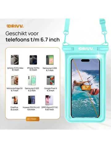 Drivv. Waterdicht Telefoonhoesje - 6.8" Blauw