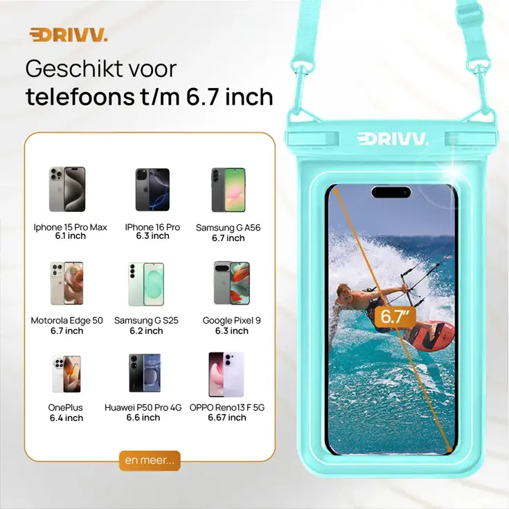 Drivv. Waterdicht Telefoonhoesje - 6.8" Blauw