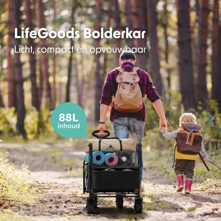Bolderkar – Tot 120KG – 90L – Zwart