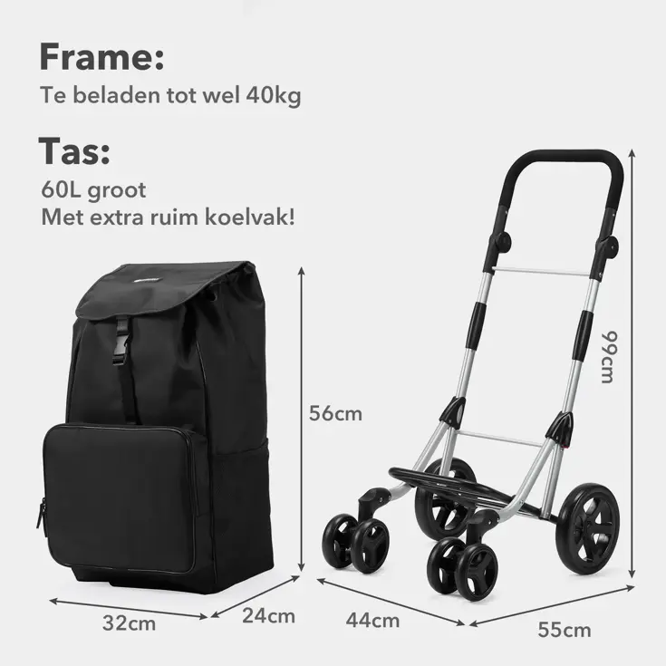 Boodschappentrolley deluxe – 60 liter