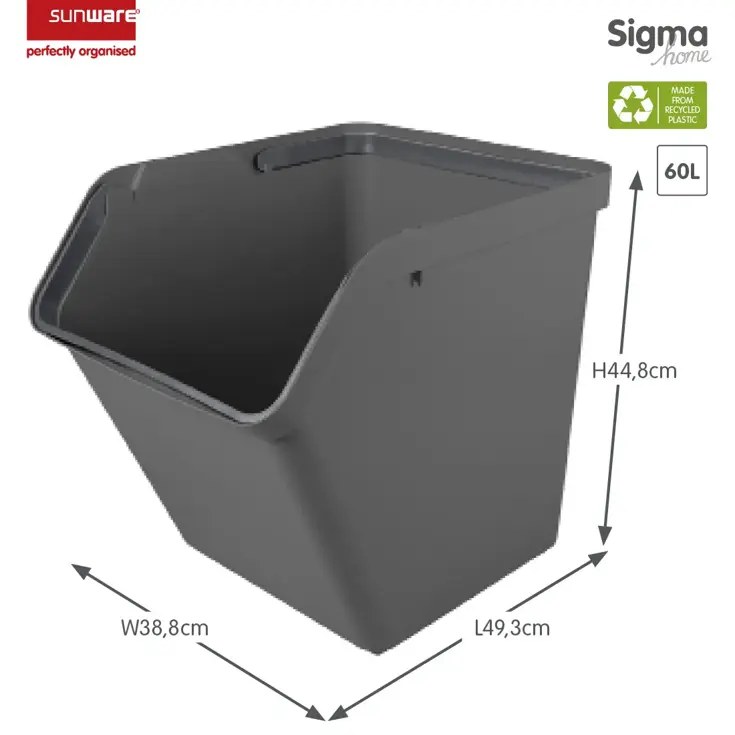Sunware sigma home Prullenbak+deksel 60L-2-dlg