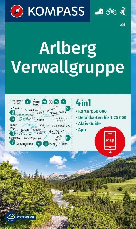 Kompass  Wandelkaart 33 Arlberg, Verwallgruppe main product image