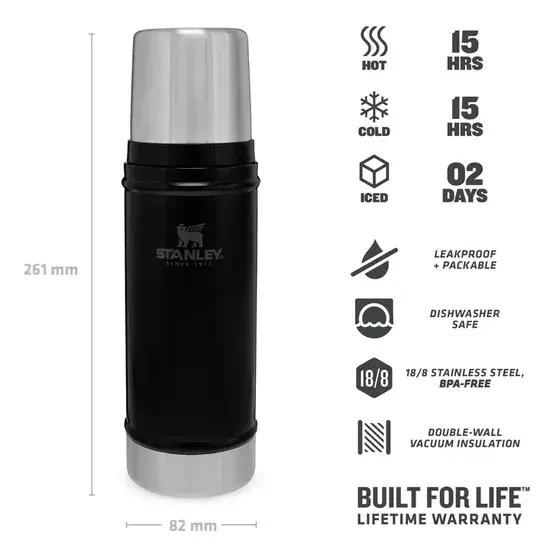 Stanley Classic - Thermosfles zwart