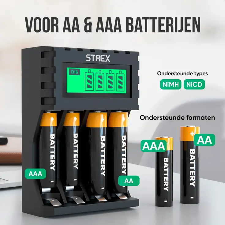 Batterijoplader USB - 4x AA/AAA
