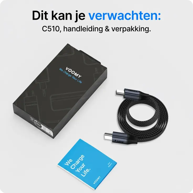 Connect C510 - USB-C Kabel plat - 240W 2M