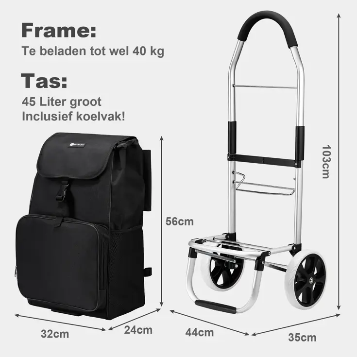 45L boodschappentrolley met koelvak