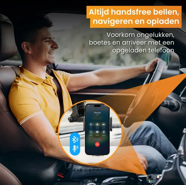 Telefoonhouder Auto Oplader + FM Transmitter