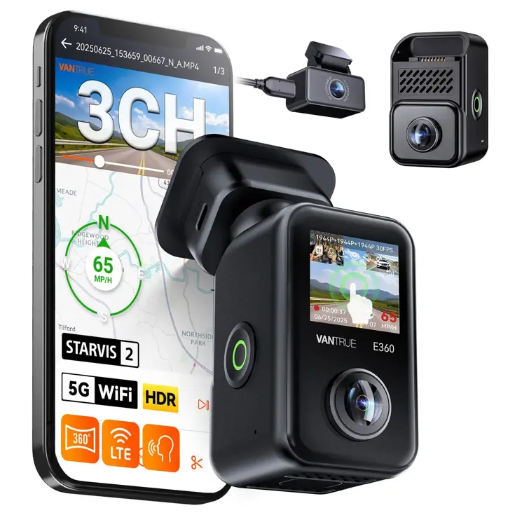 Vantrue E360 Plus Cloud 5K 3CH Wifi GPS dashcam