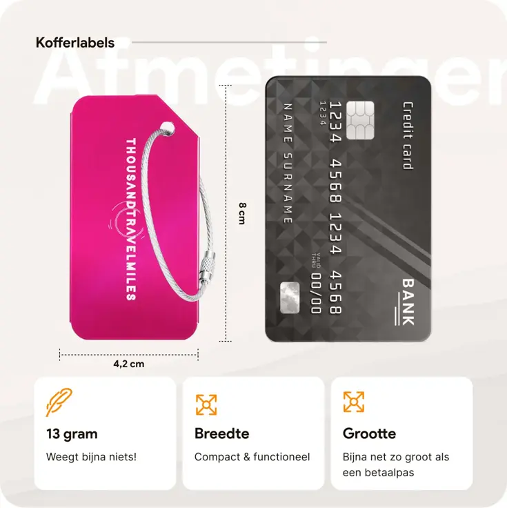 Kofferriem + 2 Bagagelabel – 3-delig – Roze
