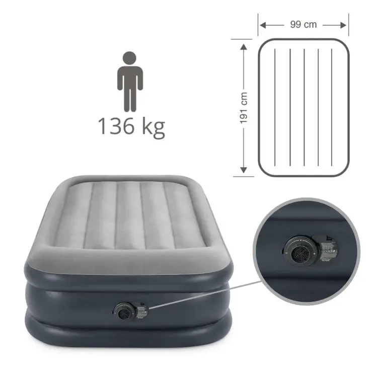 Luchtbed - Intex Deluxe - 1P - 99x191 + Pomp