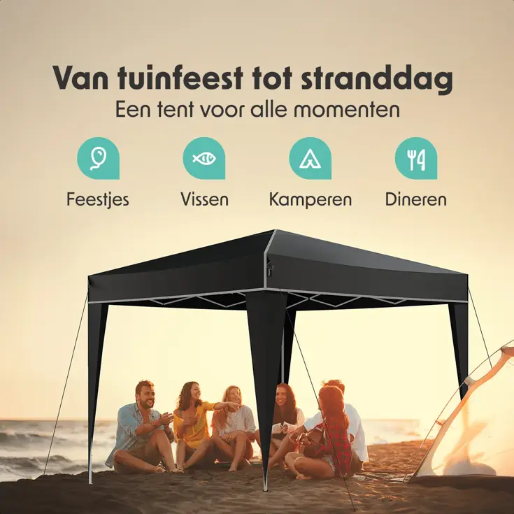 Partytent Plus – 3x3 m – Zwart