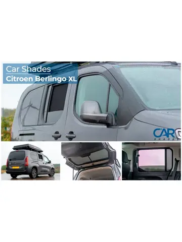 Citroen Berlingo XL / Peugeot Rifter / Opel Combo Life / Toyota Proace City 2018 (enkel met achterklep met vaste achterruit) - Zonneschermen - Car Shades