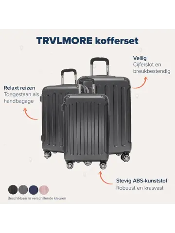 Kofferset – 3 Delig – 38L – Zwart