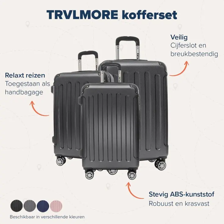 TRVLMORE Kofferset - 3 Delig - 38L