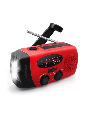 Noodradio® Solar Powerbank Opwindbaar Rood