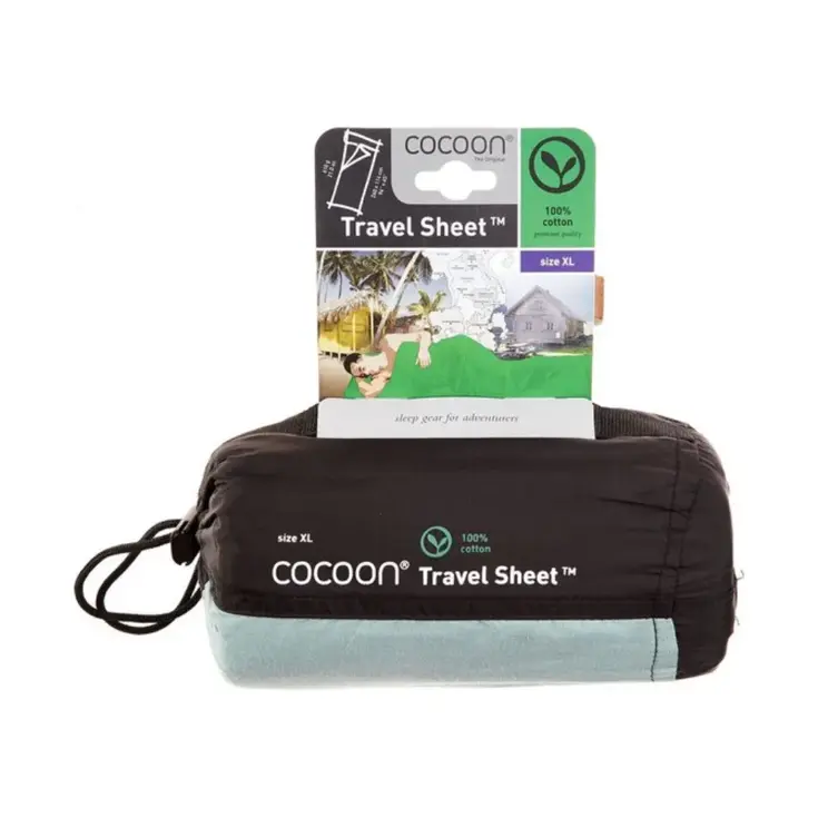 Cocoon Travelsheet XL 100 % Katoen Cactus Blauw