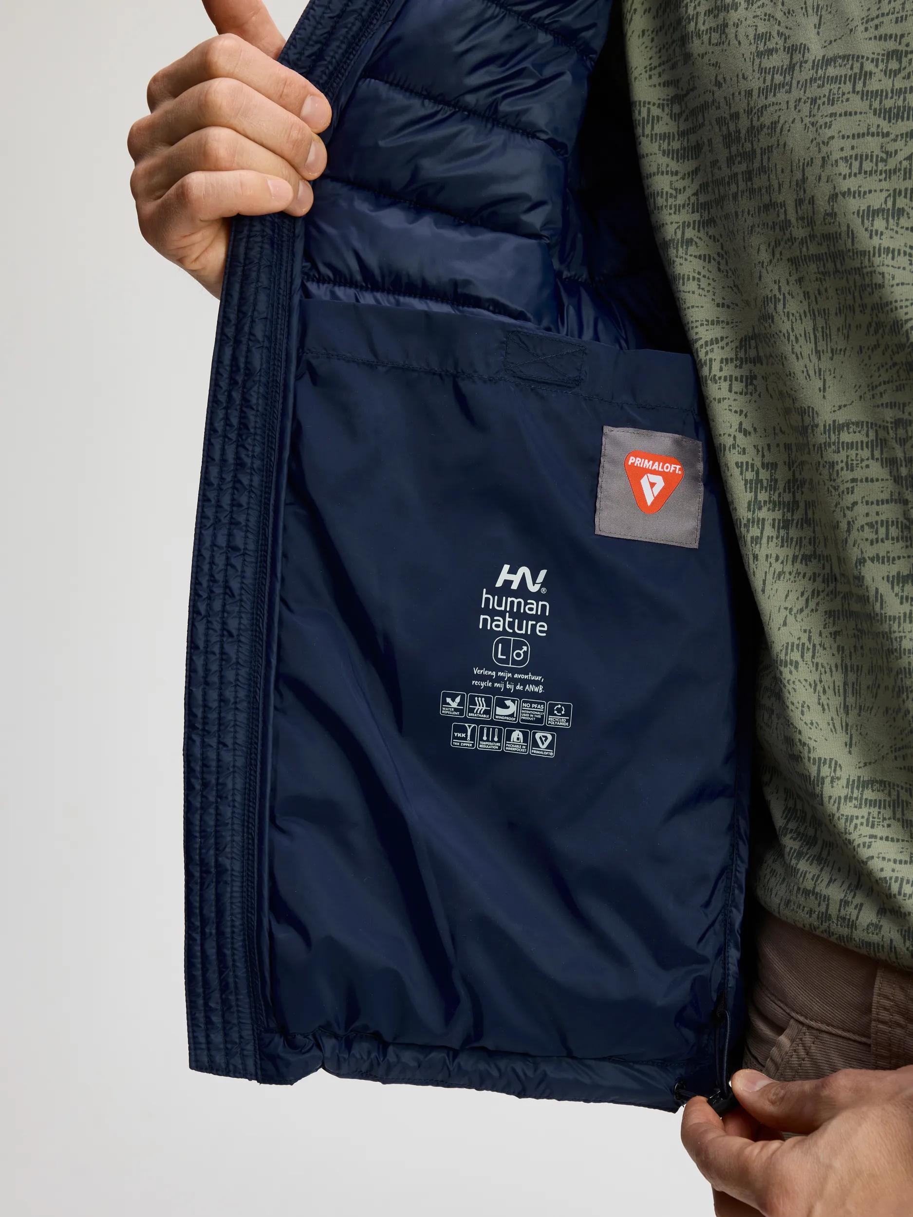 Groene gewatteerde herenjas met Primaloft logo