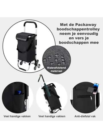 40L boodschappentrolley met trapwielen