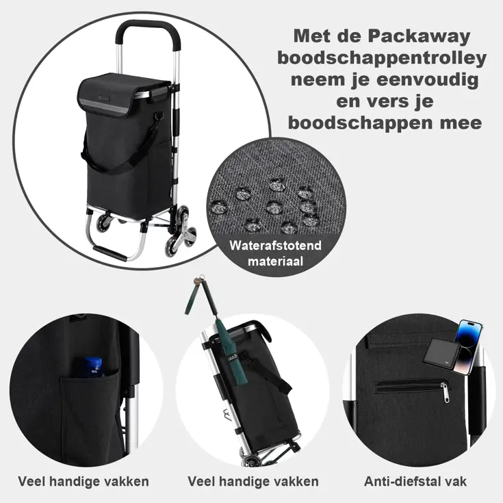 40L boodschappentrolley met trapwielen