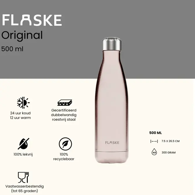 FLASKE 500 ml  RVS Drinkfles
