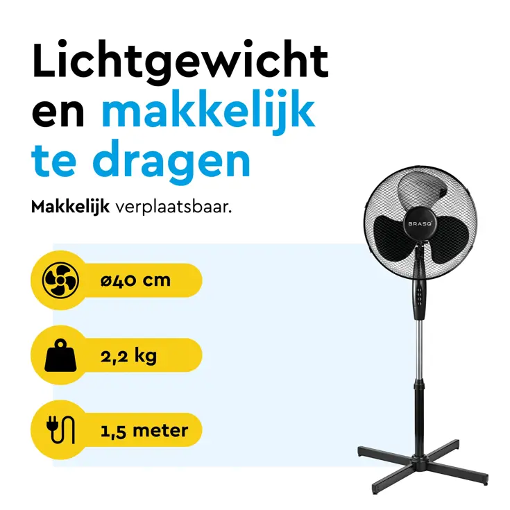 Statiefventilator 40 cm – verstelbaar – 3 standen