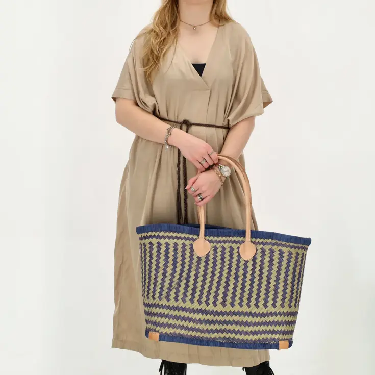 Bozaka- Rieten Mand - Strandtas - aansnoerkoord