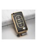 TPU Sleutelhoesje voor Peugeot goud D3