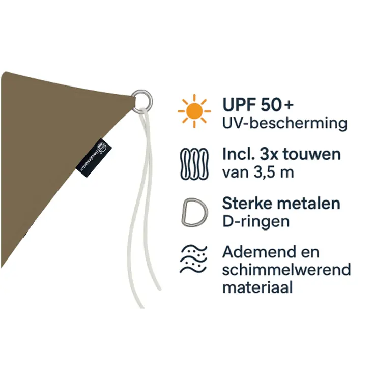 Schaduwdoek driehoekig 3x3x3 m - UV werend