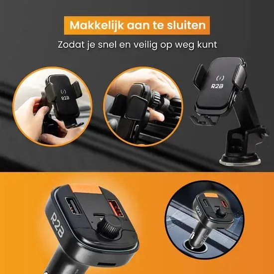 Telefoonhouder Auto Oplader + FM Transmitter