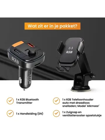 Telefoonhouder Auto Oplader + FM Transmitter