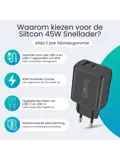 USB-C Snellader - 45W + USB-A 18W - 2m