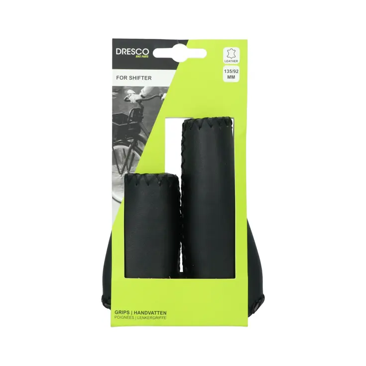 Ergonomische leren handvatten 135/92mm zwart