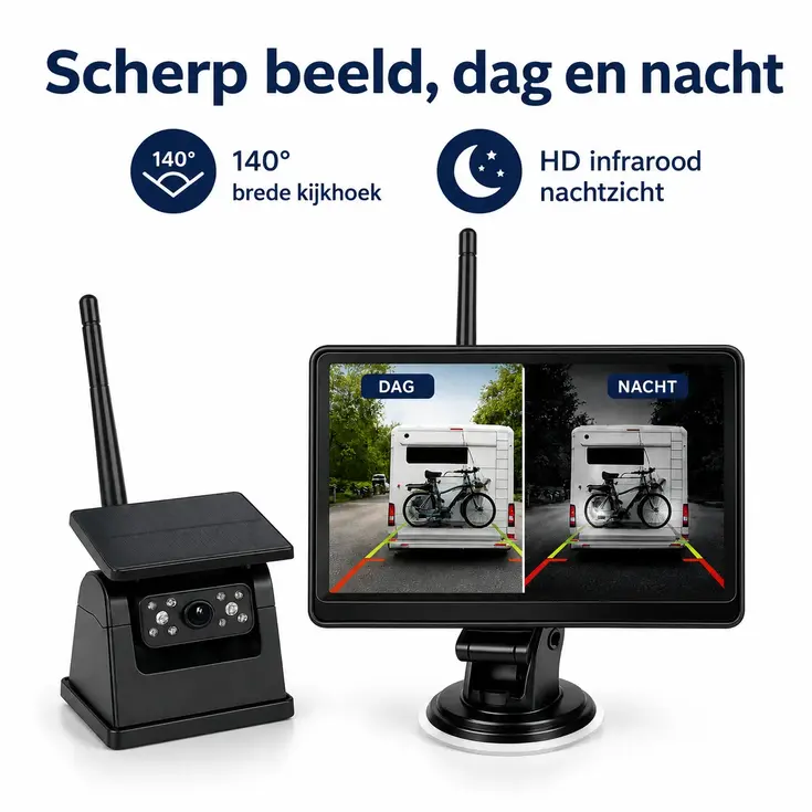 2 Magnetische solar achteruitrijcamera's 7,2 inch