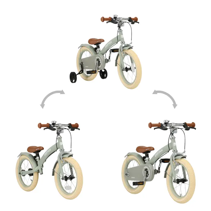 Luxe Kinderfiets 14 inch - 3 in 1 - Loopfiets