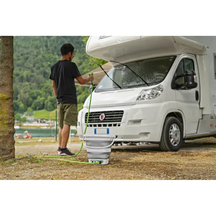 Opvouwbare emmer met batterijpomp - 15 liter