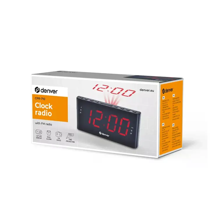 Wekker FM Klokradio Projectie Dimbaar LED display