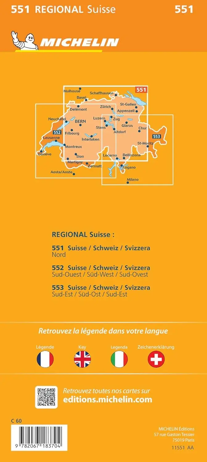 Kaart Regional 551 Zwitserland Noord