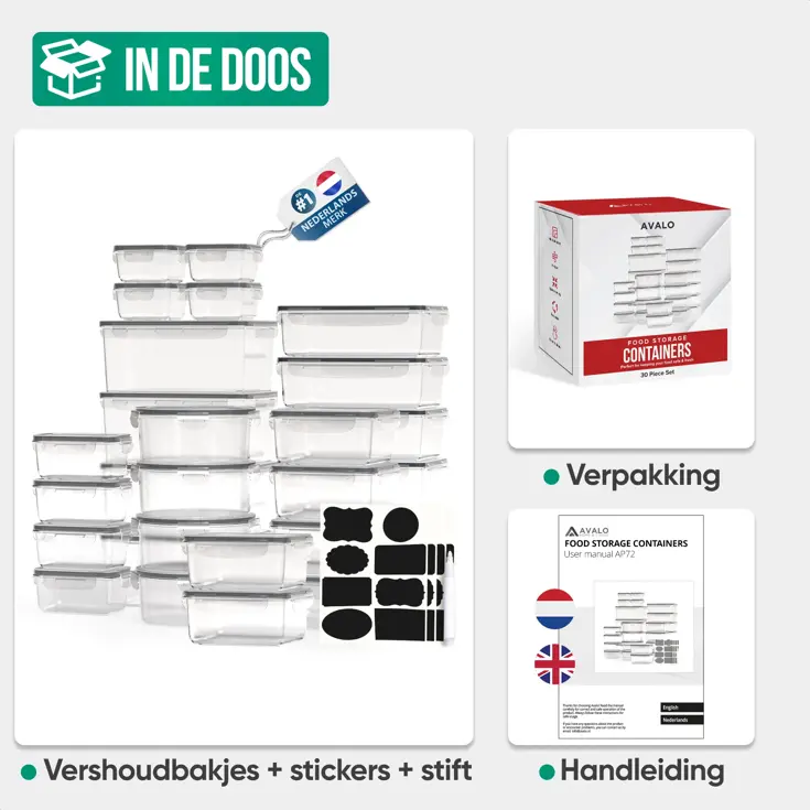 Vershoudbakjes Plastic - 30 Delig