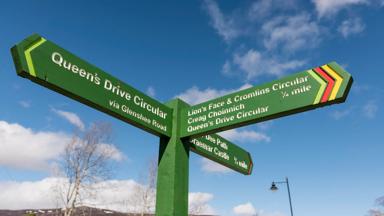 Local attractions signpost in Braemar