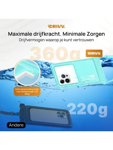 Drivv. Waterdicht Telefoonhoesje - 6.8" Blauw