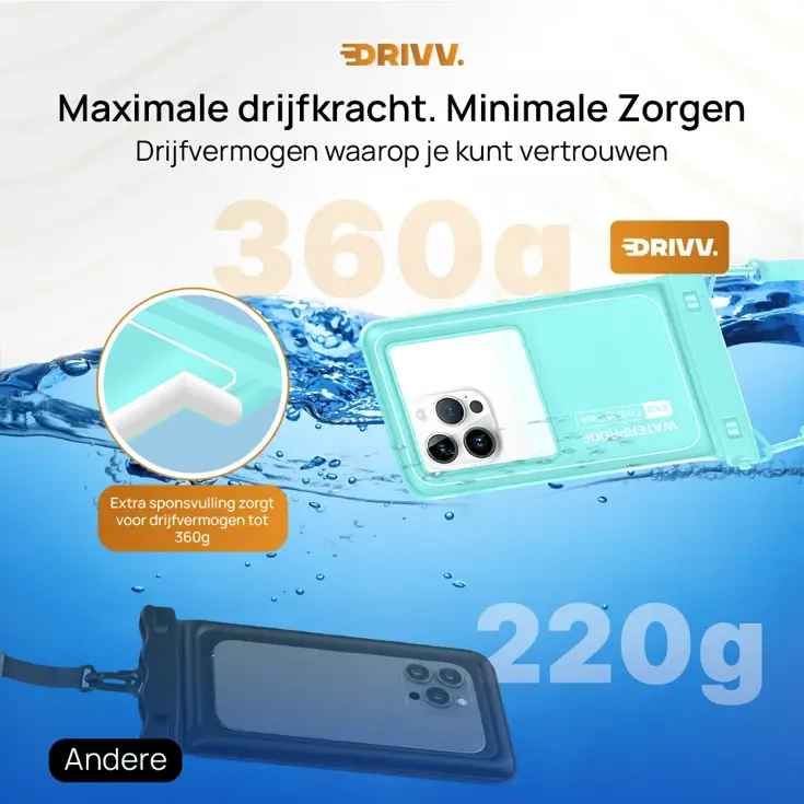 Drivv. Waterdicht Telefoonhoesje - 6.8" Blauw
