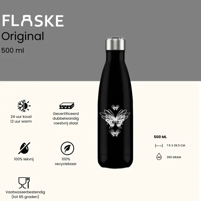 FLASKE 500 ml  RVS Drinkfles