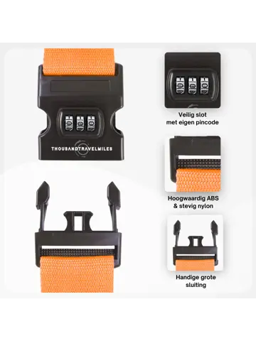 Kofferriem + 2 Bagagelabel – 3-delig – Oranje