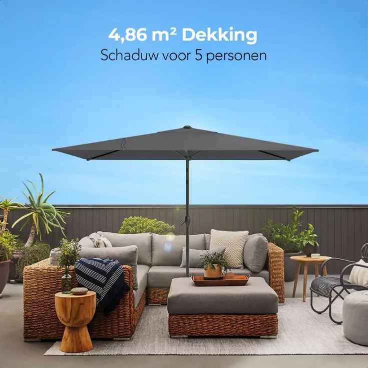 Parasol – 270x180cm – Donkergrijs