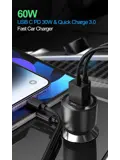 60W Autolader USB-C & USB-A Power Delivery