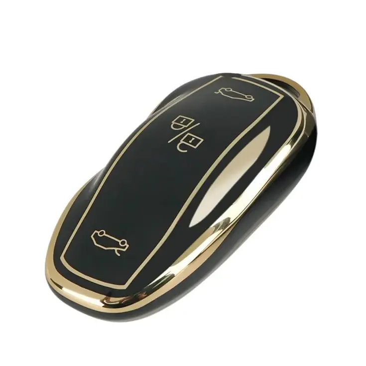 TPU Sleutelhoesje voor Tesla Model 3-Y-S goud