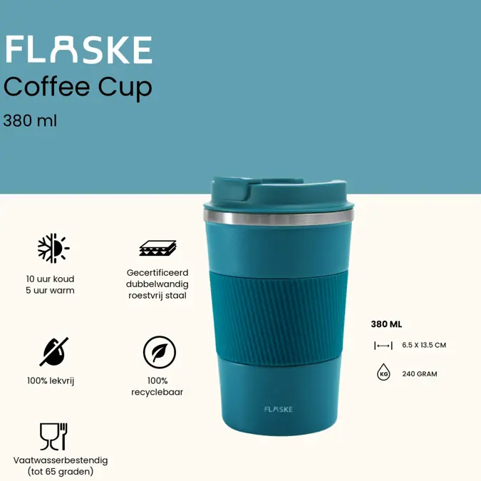 FLASKE 380ML RVS Koffiebeker to Go
